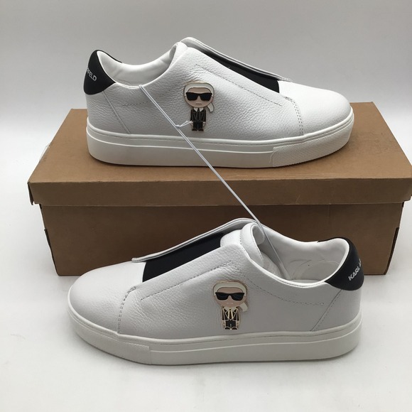 Karl Lagerfeld Shoes - Karl Lagerfeld White Leather Karl Face CECI E24 Slip On Sneakers Women Size 9.5M
